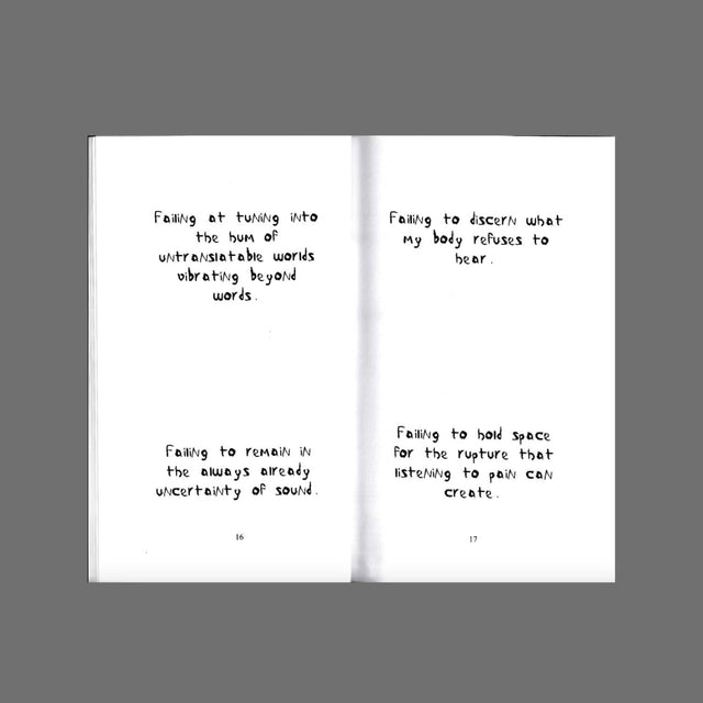 failed attempt at listening/failure as a strategy for listening