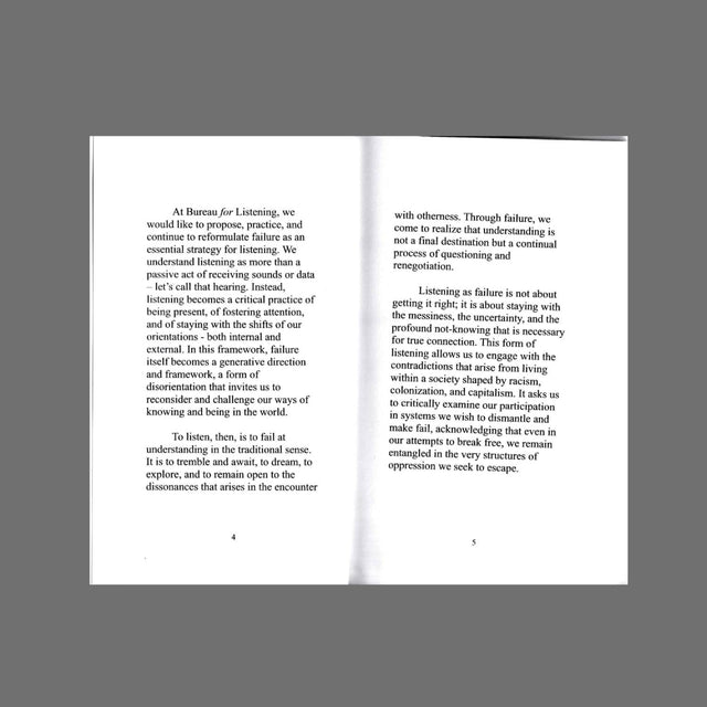 failed attempt at listening/failure as a strategy for listening