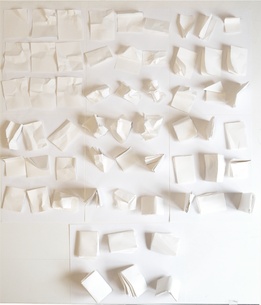 Paper sculptures / Performance for the book, 2021